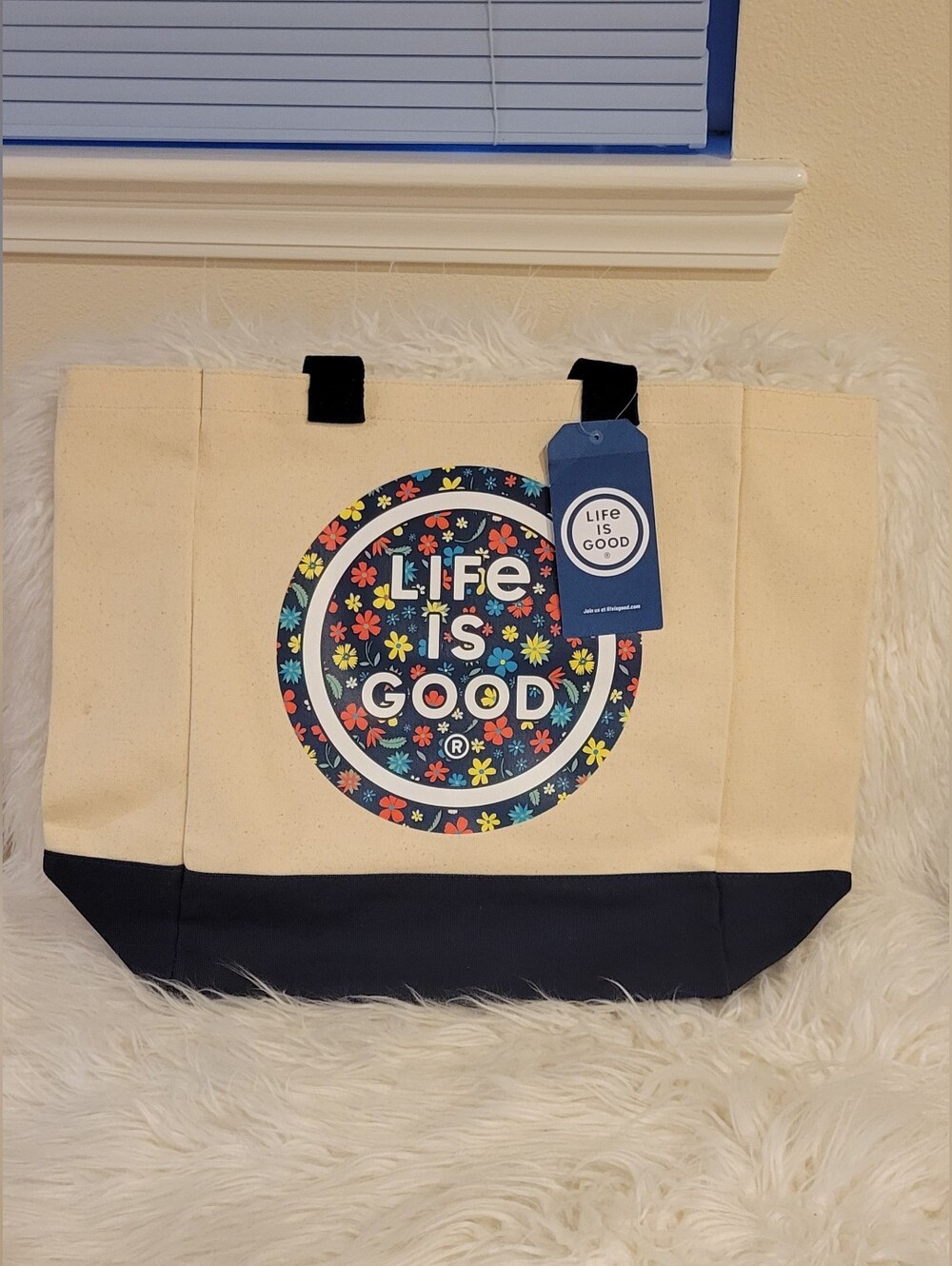 Life Is Good Floral Fill Canvas Tote